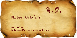 Miler Orbán névjegykártya